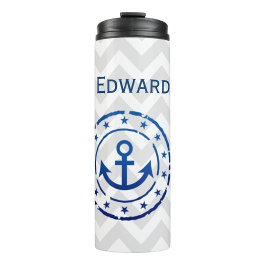 Nautical Chevron & Anchor Seal Thermosbeker (Voorkant)