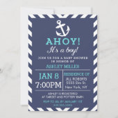Nautical Chevron Baby shower Kaart (Voorkant)