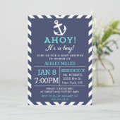 Nautical Chevron Baby shower Kaart (Staand voorkant)