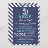 Nautical Chevron Baby shower Kaart (Voorkant / Achterkant)