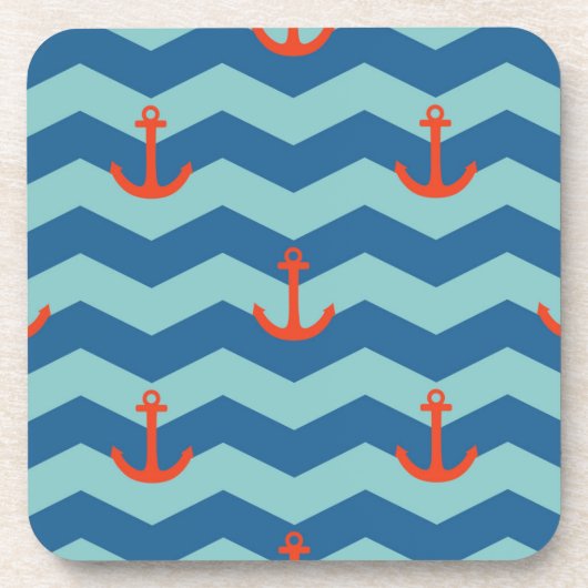 Nautical Chevron Pattern Bier Onderzetter (Voorkant)