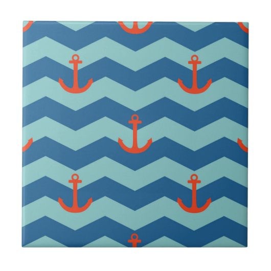 Nautical Chevron Pattern Tegeltje (Voorkant)