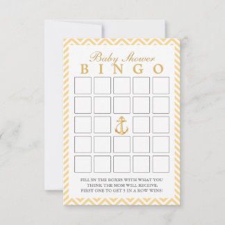Nautical Chevron Stripes Baby shower Bingo Kaarten
