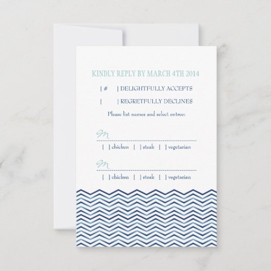 Nautical Chevron Waves Response Card RSVP Kaartje (Voorkant)