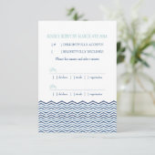 Nautical Chevron Waves Response Card RSVP Kaartje (Staand voorkant)