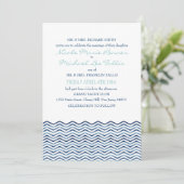 Nautical Chevron Waves Wedding Invitation Kaart (Staand voorkant)