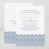 Nautical Chevron Waves Wedding Invitation Kaart (Voorkant / Achterkant)