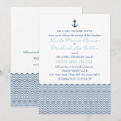 Nautical Chevron Waves Wedding Invitation Kaart (Voorkant / Achterkant)
