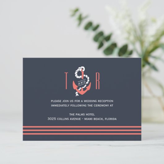 Nautical Chic Wedding Reception Card Informatiekaartje (Staand voorkant)