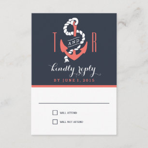 Nautical Chic Wedding Response / RSVP-kaarten RSVP Kaartje