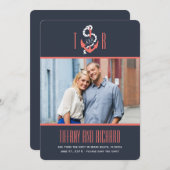 Nautical Chic Wedding Save the Date Card (Voorkant / Achterkant)