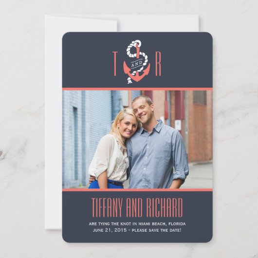Nautical Chic Wedding Save the Date Card (Voorkant)