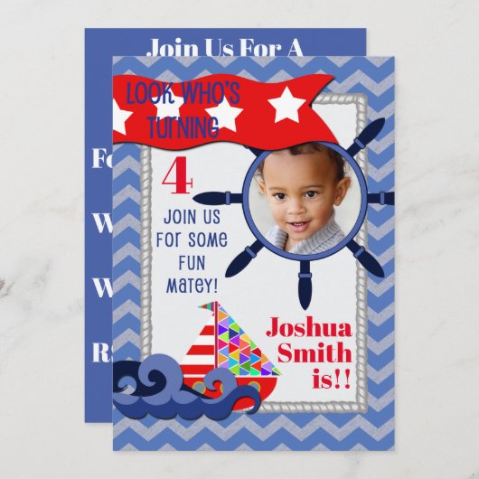 Nautical Children's Birthday Kaart (Voorkant / Achterkant)