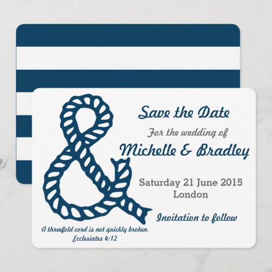 Nautical Christelijk Wedding Save the Date (Voorkant / Achterkant)