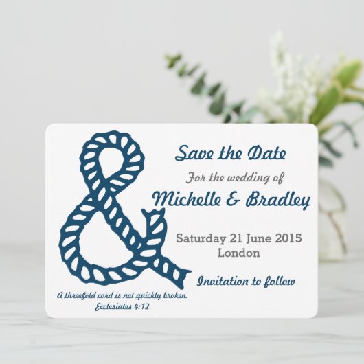 Nautical Christelijk Wedding Save the Date (Staand voorkant)