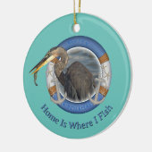 Nautical Christmas Heron Gevist Keramisch Ornament (Links)