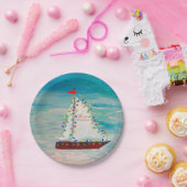 Nautical Christmas Sailboats harbor parade Papieren Bordje (Feest)