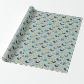 Nautical Christmas Wrapping Paper Featuring Whales Cadeaupapier (Uitgerold)