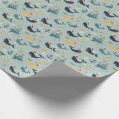 Nautical Christmas Wrapping Paper Featuring Whales Cadeaupapier (Hoek)