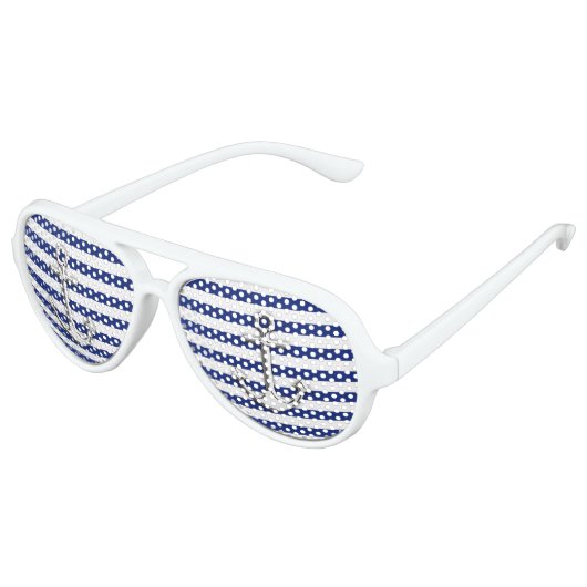 Nautical Chrome als anker op Navy Stripes Aviator Zonnebril (Gekanteld)