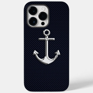Nautical Chrome Anchor on Carbon Fibre Print Case-Mate iPhone Case