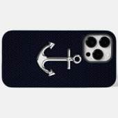 Nautical Chrome Anchor on Carbon Fibre Print Case-Mate iPhone Case (Achterkant (horizontaal))