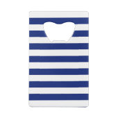 Nautical Chrome Anchor on Navy Stripes Creditkaart Flessenopener (Achterkant)