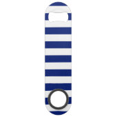 Nautical Chrome Anchor on Navy Stripes Speed Flessenopener (Achterkant)