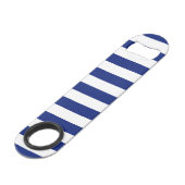 Nautical Chrome Anchor on Navy Stripes Speed Flessenopener (Achterkant Gekanteld)