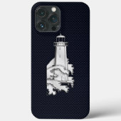 Nautical Chrome Lighthouder on Carbon Fibre Print Case-Mate iPhone Case (Achterkant)