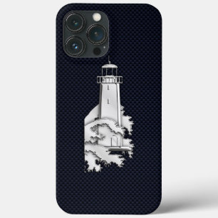 Nautical Chrome Lighthouder on Carbon Fibre Print Case-Mate iPhone Case