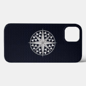 Nautical Chrome Star Compass on Carbon Fibre Print Case-Mate iPhone Case (Achterkant (horizontaal))