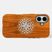 Nautical Chrome Star Compass on Teak Wood Print Case-Mate iPhone Case (Achterkant (horizontaal))