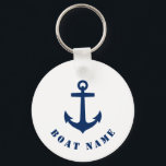 Nautical Classic Anchor Boat of Name Navy & White Sleutelhanger<br><div class="desc">Het klassieke Klassieke Anker voegt u naam,  naam van de Boat of de Sleutelhanger van de Tekst van de Douane toe.</div>