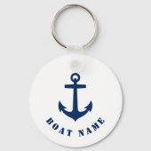 Nautical Classic Anchor Boat of Name Navy & White Sleutelhanger (Achterkant)