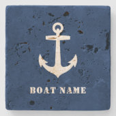 Nautical Classic Boat Anchor met uw bootnaam Stenen Onderzetter (Voorkant)