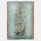 Nautical Classic Ship (blauw) Deken (Voorkant Verticaal)