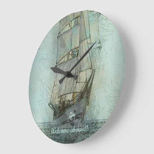 Nautical Classic Ship (blauw) Grote Klok (Hoek)