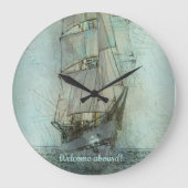 Nautical Classic Ship (blauw) Grote Klok (Voorkant)