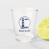 Nautical Classic Vuurtoren met Uw Bootnaam Shot Glas (Voorkant)