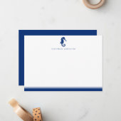 Nautical Coast Navy Seahorse Note Kaart Notitiekaartje (Voorkant / Achterkant in situ)