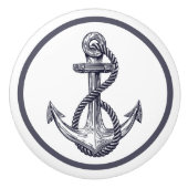 Nautical Coastal Beach House Grey Ship Anchor Keramische Knop (Voorkant)