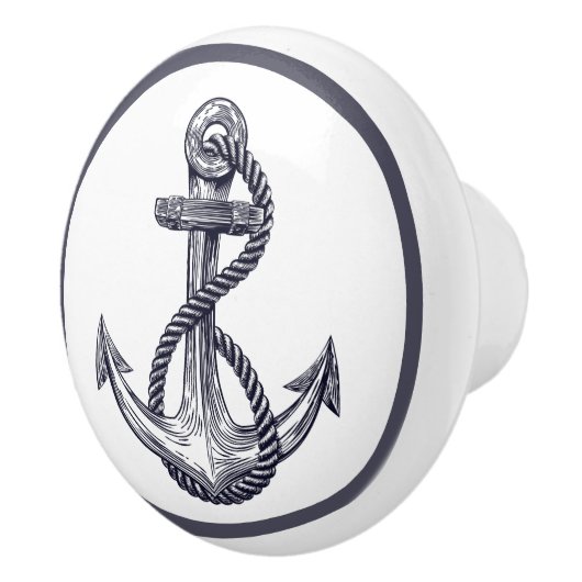 Nautical Coastal Beach House Grey Ship Anchor Keramische Knop (Rechts)