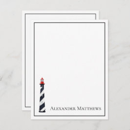 Nautical Coastal Beach Lighthouse gepersonaliseerd Notitiekaartje