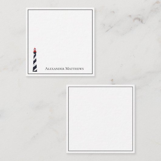 Nautical Coastal Beach Lighthouse gepersonaliseerd Notitiekaartje (Voorkant / Achterkant)
