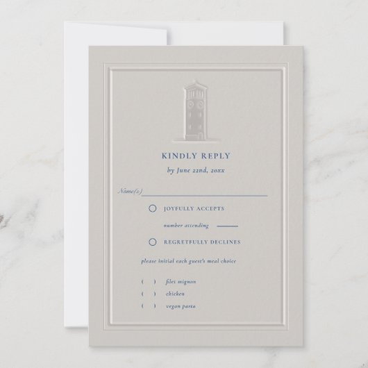 Nautical Coastal Bell Tower Formal Wedding RSVP (Voorkant)