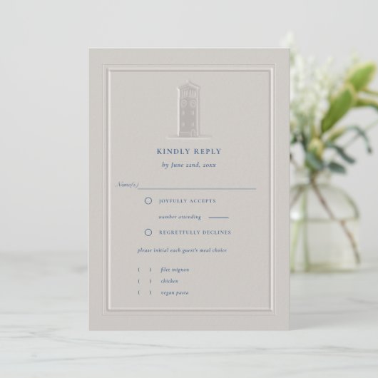 Nautical Coastal Bell Tower Formal Wedding RSVP (Staand voorkant)