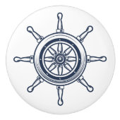 Nautical Coastal Blue Beach House Boat Ship Wheel Keramische Knop (Voorkant)