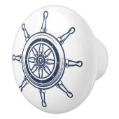 Nautical Coastal Blue Beach House Boat Ship Wheel Keramische Knop (Rechts)