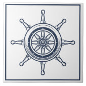 Nautical Coastal Blue Beach House Boat Ship Wheel Tegeltje (Voorkant)